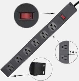 Industrial Mountable 6-Outlet Surge Protector - All in 1 Gaming