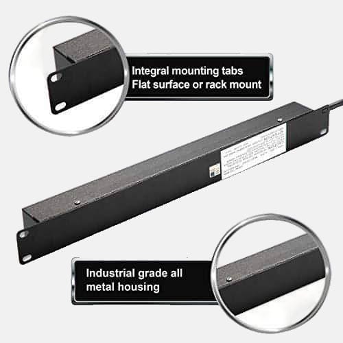 Industrial Mountable 8-Outlet Surge Protector - All in 1 Gaming
